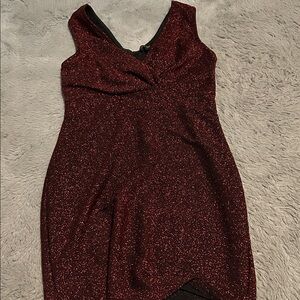 Elegant Burgundy Glitter Dress